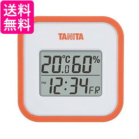 タニタ 温湿度計 TT-558 OR 温度 湿度 デジタル 壁掛け 時計付き 卓上 マグネット オレンジ 送料無料