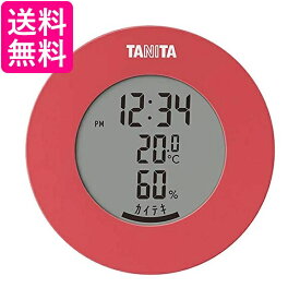 タニタ TT-585 PK ピンク 温湿度計 温度 湿度 デジタル 時計付き 卓上 マグネット TANITA 送料無料