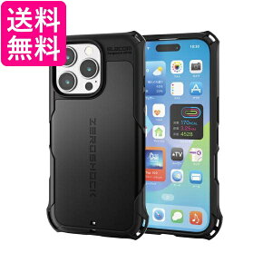 �G���R�� PM-A24CZEROBK iPhone 16 Pro �P�[�X ZEROSHOCK �Ռ��z�� �u���b�N ELECOM ��������