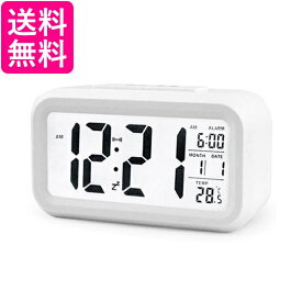 目覚まし時計 置時計 おしゃれ デジタル ライト 時計 見やすい シンプル 温度計 ホワイト 多機能 (管理S) 送料無料