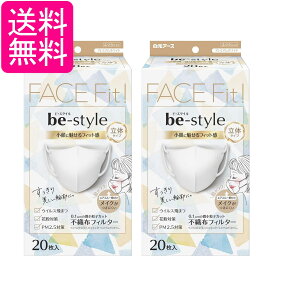 2個セット 白元アース ビースタイル 立体タイプ ふつうサイズ マスク プレミアムホワイト20枚入 送料無料