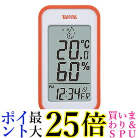 タニタ 温湿度計 TT-559 OR温度 湿度 デジタル 壁掛け 時計付き 卓上 マグネット オレンジ 送料無料