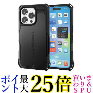 �G���R�� PM-A24CZEROBK iPhone 16 Pro �P�[�X ZEROSHOCK �Ռ��z�� �u���b�N ELECOM ��������