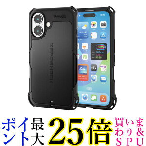 �G���R�� PM-A24AZEROBK iPhone 16 �P�[�X 6.1�C���` �Ռ��z�� ZEROSHOCK �u���b�N ELECOM ��������