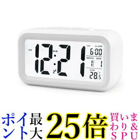 目覚まし時計 置時計 おしゃれ デジタル ライト 時計 見やすい シンプル 温度計 ホワイト 多機能 (管理S) 送料無料