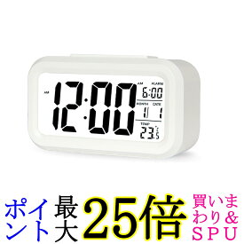 目覚まし時計 大音量 デジタル 置時計 おしゃれ ライト 時計 見やすい シンプル 温度計 多機能 ホワイト (管理S) 送料無料