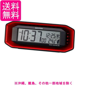 リズム 電波時計 目覚まし時計 大音量 電子音 アラーム デジタル レッド 7.2x18.3x6.4cm 8RZ220SR01