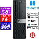 小型 デスクトップパソコン DELL OPTIPLEX 5060 SFF 8世代Core i5-8500(6コア) メモリ16GB 新品NVMeSSD256GB+HDD500GB Type-C DVD 無線LAN内蔵 Wi-Fi Bluetooth 2画面出力可能 DisplayPortx2 Office Windows11 送料無料 中古パソコン