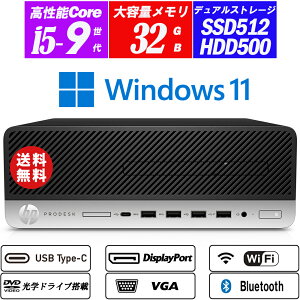 ^fXNgbvp\R HP ProDesk 600 G5 9Core i5-9500(6RA) 32GB ViNVMeSSD512GB+HDD500GB Type-C DVD WiFi Bluetooth 3ʏo͉\DisplayPort/VGA Office Windows11 