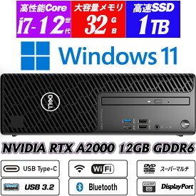 小型 スリムタワーワークステーション NVIDIA RTX A2000 12GB GDDR6搭載 DELL Precision 3460 SFF 第12世代Core i7-12700(12コア) 新品NVMeSSD1TB メモリ32GB Type-C DVDスーパーマルチ 4基MiniDisplayPort1.4 Wi-Fi Bluetooth Office Windows11 送料無料 中古PC