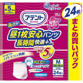 大王製紙 アテント 昼1枚安心パンツ 長時間快適プラス 女性用 Mサイズ 24枚