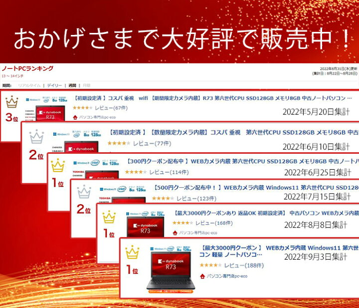 楽天市場】【お得クーポンあり】コスパ 重視 東芝Dynabook 第七世代CPU 
