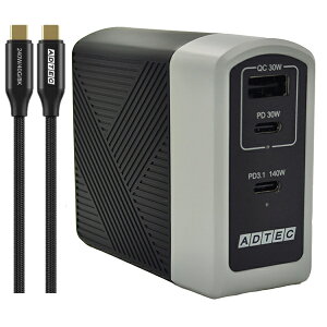 yzAhebN APD-A140AC2-wC24-BK Power Delivery 3.1Ή GaN AC[d/ 140W/ USB Type-C 2|[g Type-A 1|[g/ ubN  Type-C to CP[uZbgy݌ɖڈ:񂹁z