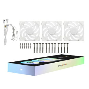 【送料無料】in win development IW-FN-LN120P-3PK Lynx LN120P/ 120mm ARGBファン3個パック/ ホワイトモデル/ ケーブルレスでファン同士の連結可能/ タービンブレード設計/ PWM制御【在庫目安:お取り寄せ】