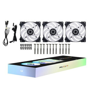 【送料無料】in win development IW-FN-LN120-3PK Lynx LN120/ 120mm ARGBファン3個パック/ ブラックモデル/ ケーブルレスでファン同士の連結可能/ タービンブレード設計/ PWM制御【在庫目安:お取り寄せ】
