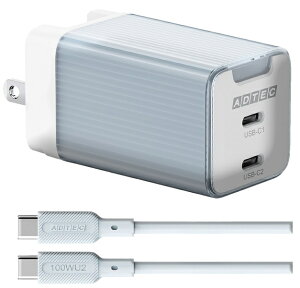 yzAhebN APD-V065C2-BL-SC10U2 PDΉ AC[d/ GaN/ 65W/ USB Type-C 2|[g/ u[Type-C to CP[uZbgy݌ɖڈ:񂹁z