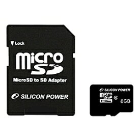 シリコンパワー SP008GBSTH010V10SP microSDHCカード 8GB (Class10) 　5年保証 (SDHCアダプター付)【在庫目安:僅少】