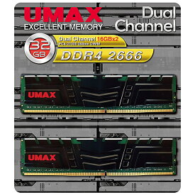 【送料無料】UMAX UM-DDR4D-2666-32GBHS デスクトップPC用メモリー UDIMM DDR4-2666 32GB（16GB×2） H/ S【在庫目安:お取り寄せ】