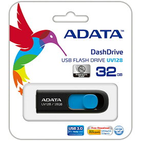A-DATA Technology AUV128-32G-RBE USBメモリ UV128 32GB USB3.2 Gen1対応 スライド式 ブラック+ブルー / 5年保証【在庫目安:お取り寄せ】| パソコン周辺機器