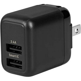 オウルテック OWL-AC12WA2-BK AC充電器/ USB充電器/ 最大12W/ 2ポート/ コンパクト/ SmartIC/ 温度センサー/ スマートフォン、タブレットPC、モバイルバッテリー等/ ブラック【在庫目安:僅少】| 電源 ACアダプタ AC電源