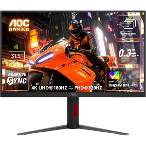 AOC �G�[�I�[�V�[ �Q�[�~���O���j�^�[ U32G4/11 31.5�C���` 4K UHD 3840×2160 FastIPS 320Hz 160Hz 144Hz 1ms 0.3ms HDMI2.1 DisplayPort DisplayHDR400 �`���g �X�C�x�� �s�{�b�g �������� �Q�[�~���O�f�B�X�v���C 31.5�^ �m