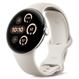 Google 【専用充電ケーブル欠品】Google Pixel Watch3 45mm LTEモデル Polished Silverアルミケース/Porcelainアクティブバンド GA05283-US [中古] 【当社3ヶ月間保証】 イオシス