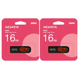 「2本セット」 USBメモリ 16GB 5年保証 A-DATA USB2.0 スライド式 AC008-16G-RKD USB 黒