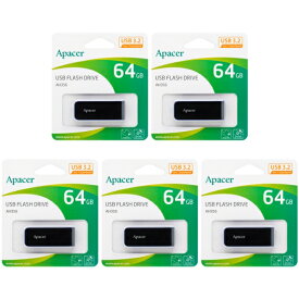 「5本セット」 USBメモリ 64GB 5年保証 USB3.2 Gen1 Apacer AP64GAH356B-1 スライド式 USB3.0 USB