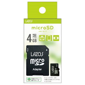 microSD�J�[�h 4GB �i���E�A�_�v�^�t L-B4MSD6 LAZOS microSDHC �}�C�N��SD