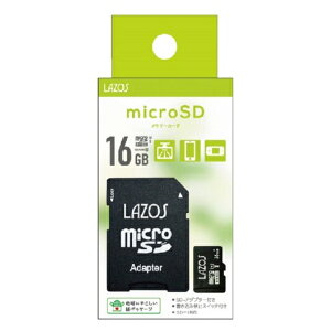 microSD�J�[�h 16GB �i���i�A�_�v�^�t L-B16MSD10-U1 Class10 LAZOS microSDHC �}�C�N��SD