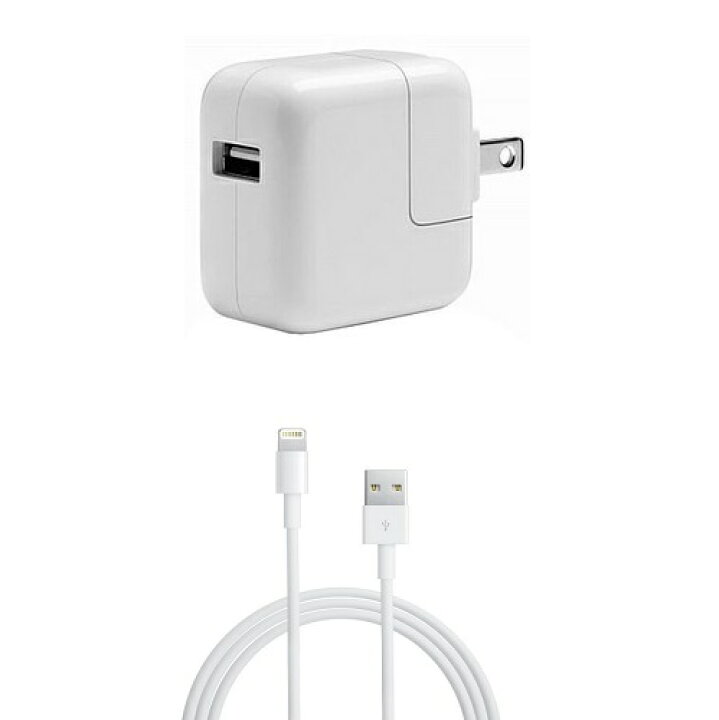 【中古】Apple純正 iPad 12W USB 電源アダプタLightning ケーブル(1m)2点セット品 iPad mini iPad  Air 等 DC5.2V 2.4A急速充電器A1401 MD836LL/A同等 旧iPad本体同梱品 PC-ヒラクネットショップ