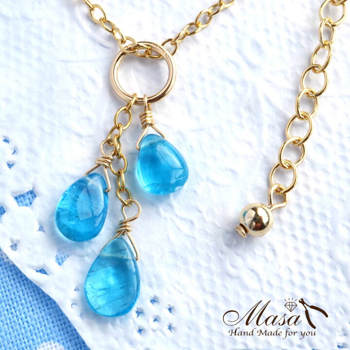 楽天市場】ネオンブルーアパタイト ネックレス 14金張り （ペンダント  