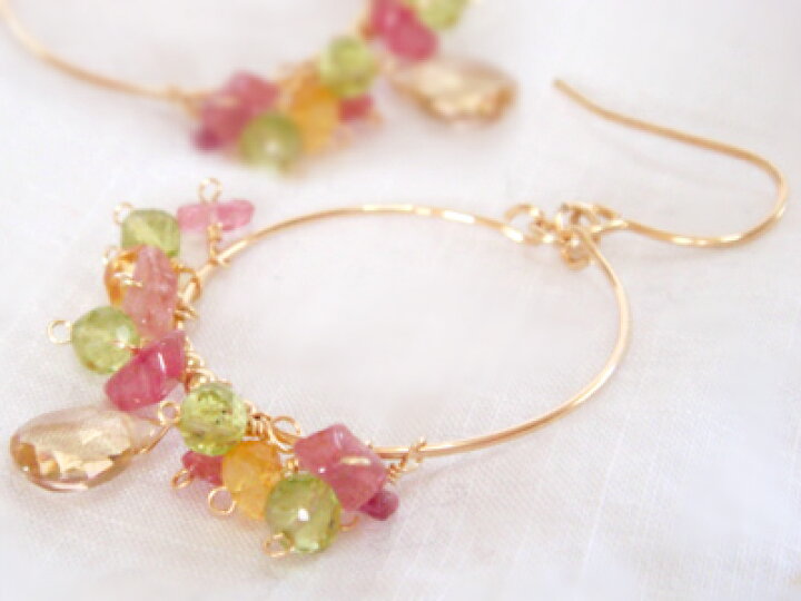 楽天市場】シャンパンクォーツの花色フープピアス（イヤリング  