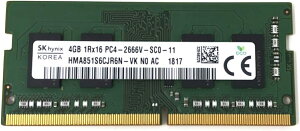 SKhynix nCjbNX  HMA851S6CJR6N-VK PC4-21300 DDR4-2666V 4GB m[gPCp 260pin SO-DIMM