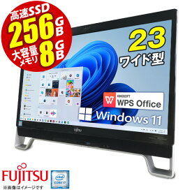 [訳有価格] 一体型 デスクトップパソコン Windows11 富士通 ESPRIMO FH77/XD 第六世代 Corei7 メモリ8GB SSD256GB 23型 ワイド ブラック LAN USB3.1 USB3.0 タイプC ブルーレイ フルHD スピーカー内蔵 Bluetooth SDカード Office FUJITSU PC 本体 中古パソコン 中古