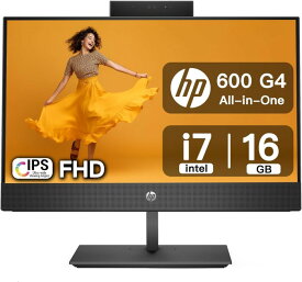 HP ProOne 600 G4 AIO 高性能・多機能一体型PC - 21.5インチIPS、第8世代Core-i7、16GB DDR4、512GB SSD、1080p FHD、昇降式カメラ搭載、Windows 11 Pro、WPS Office付き(再生中古品）