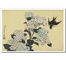 浮世絵マウスパッド　4007 葛飾北斎 - 紫陽花に燕