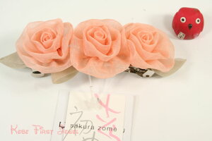 【ギフト最適品】工房夢細工謹製 桜染 OG3つバラバレッタ《飴桜》 《YZ-71722-A》【クリスタル神戸】