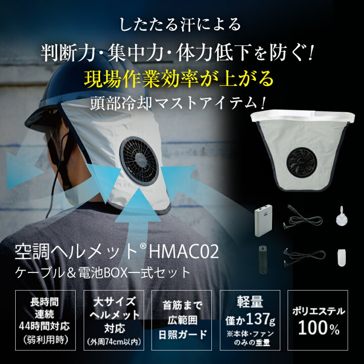楽天市場】空調ヘルメット(R) (グレー) 電池BOXセット HMAC02 : 株式 