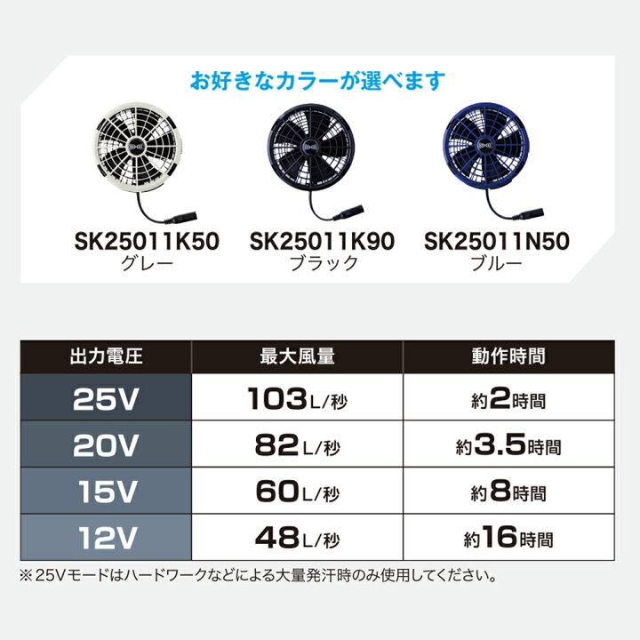 楽天市場】空調服(R) スターターキット SK25011 ハイパワー 3カラー 