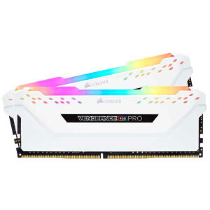 Corsair 32GB(16GBx2) DDR4 3200MHz (PC4-25600) 16-20-20-38 DIMM Unbuffered XMP 2.0 VENGEANCE RGB PRO ホワイト 1.35V|CMW32GX4M2E3200C16W