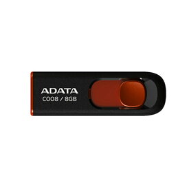 ADATA C008 キャップレス・スライド式 USB フラッシュ ドライブ 8GB USB2.0 レッド｜AC008-8G-RKD