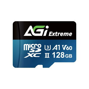 AGI TF238 Micro SDXC 128GB UHS-II U3 V60 A1 R/W up to 300/100MB/s SD[J[hϊA_v^tbAGI128GV6TF238