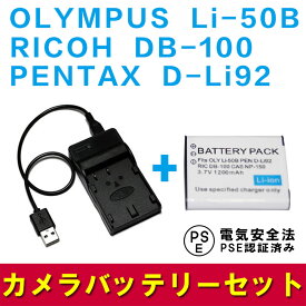 【送料無料】RICOH DB-100/OLYMPUS Li-50B対応互換バッテリー＆USB充電器セット☆デジカメ用USBバッテリーチャージャーCX3 CX4 CX5 CX6 PX WG-30対応