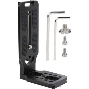 【送料無料】アルミ合金 カメラLブラケットクイックリリースプレート 垂直撮影QRプレートブラックカメラL字型ブラケット、三脚、スタビライザーに対応、1/4インチネジ穴と1/4インチネジ付