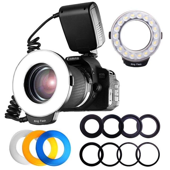 楽天市場】カメラ 一眼レンズカメラ用 接写専用ストロボ LED 48球 