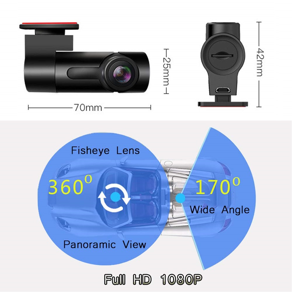 【送料無料】360度ドライブレコーダーWIFI スマホ連携型 フルHD高画質 1080P Gセンサー360度魚眼レンズ 170度  広視野角ワンボタン撮影夜視機能搭載 | PCASTORE