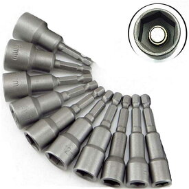 ソケットビット 1本 インパクトドライバー ソケット 5.5〜19mm 6.35mm六角軸 ソケットアダプター 全長6.5cm 電動ドリル用 インパクト ビット 六角口径5.5mm 6mm 7mm 8mm 9mm 10mm 11mm 12mm 13 mm 14mm 15mm 16mm 17mm 18mm 19mm サイズ選択可能 送料無料