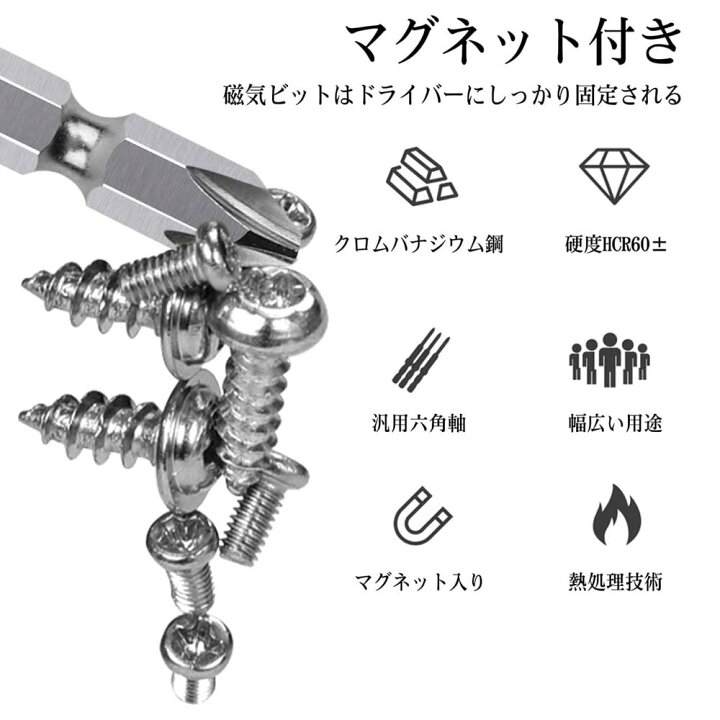 楽天市場】プラスビット ドライバービットセット 5本組 +2×65mm 両頭 