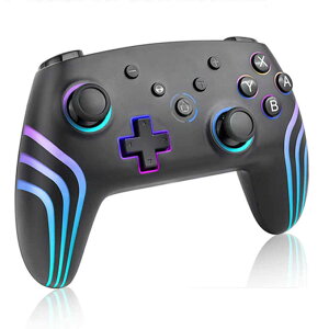 �y�v�V���f���z���C�����X�R���g���[���[ For Switch1/2��ɓK�p �_�u���z�[���@�\ TURBO�A�ˋ@�\ �}�N���@�\ 9�FRGB���C�g 800mAh Bluetooth ����/�L���ڑ� �X�C�b�` �R���g���[���[ �W���C���Z���T�[